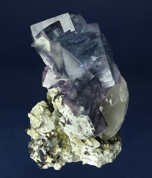 Wonderful Yaogangxian Mine Purple Fluorite on Quartz Matrix with Arsenopyrite