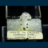 T-106 Pyrite on Calcite from Idarado Mine, Ouray District, Telluride, San Miguel County, Colorado, USA