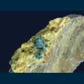 JL2-04 Caledonite on Perite from Reward Mine, Russ District, Inyo Co., California, USA