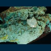 JL3-02 Calcite on Chrysocolla from Reward Mine, Russ District, Inyo Co., California, USA