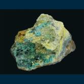 JL3-12 Caledonite on Perite from Reward Mine, Russ District, Inyo Co., California, USA