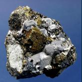 RG0562 Galena with Chalcopyrite on Sphalerite from Huanzala Mine, Huallanca District, Dos de Mayo Province, Departmente de Huanuco, Peru