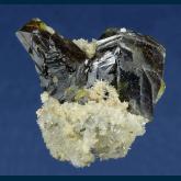 GR144 Sphalerite ( var. Cleophane ) on Quartz from Deveti Septemvri (9th of September) mine, Madan ore field, Rhodope Mts, Smolyan Oblast, Bulgaria