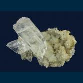 PE1290 Gypsum (var. Selenite) with fluid inclusion on Quartz from Naica, Mun. de Saucillo, Chihuahua, Mexico