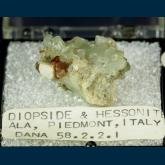 TN213 Diopside and Hessonite garnet from Ala Valley, Lanzo Valleys, Torino Province, Piedmont, Italy