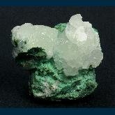 Calcite and Chrysocolla on Malachite