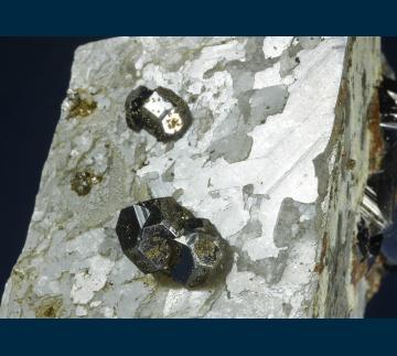 DRC-35 Carrollite on Calcite with Chalcopyrite from Kamoya II Mine, Shaba Cu belt, Katanga (Shaba) Province, Democratic Republic of Congo