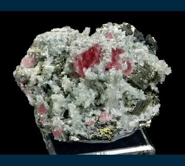 CMS032 Rhodochrosite with Pyrite, Quartz and Apatite from Sweet Home Mine, Alma District, Park County, Colorado, USA