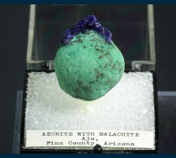 T-107 Azurite with Malachite (W. Perkin mount) from Ajo, Ajo District, Pima County, Arizona, USA