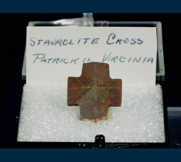 T-248 Staurolite (cross twin) from Patrick Co., Virginia, USA