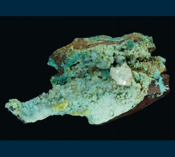 JL3-02 Calcite on Chrysocolla from Reward Mine, Russ District, Inyo Co., California, USA