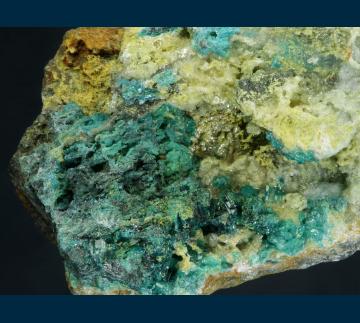 JL3-12 Caledonite on Perite from Reward Mine, Russ District, Inyo Co., California, USA