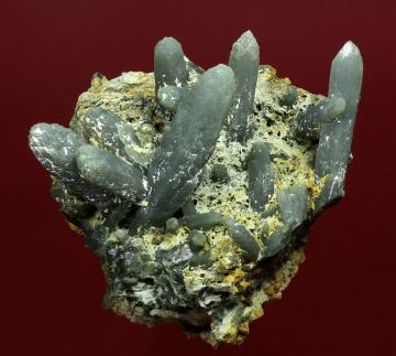 GR76 Quartz (var. Prase) with Hematite  from Avissalos Mtn, Serifos Island, Cyclade Islands, Kyklades Prefecture, Aegean Islands Department, Greece