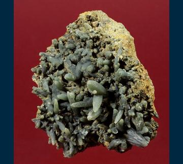 GR486 Quartz (var. Prase) on Hedenbergite  from Avissalos Mtn, Serifos Island, Cyclade Islands, Kyklades Prefecture, Aegean Islands Department, Greece
