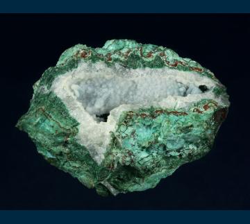 RG0750 Chrysocolla on Malachite from Ray Mine, Ray District, near Kearney, Dripping Springs Mts., Pinal County, Arizona, USA