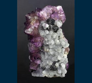 F302 Fluorite on Quartz with Sphalerite from W. L. Davis-Deardorff Mine, Cave-In-Rock Subdistrict, Illinois-Kentucky Fluorospar District, Hardin County, Illinois, US