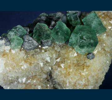 F210 Fluorite and Galena on Quartz from Rogerley Mine, Frosterley, Weardale, County Durham, England