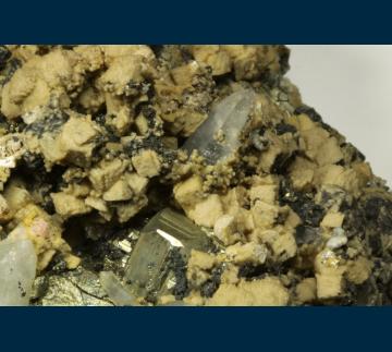 RG0253 Rhodochrosite with Pyrite and Quartz from Municipío de Cananea, Sonora, Mexico