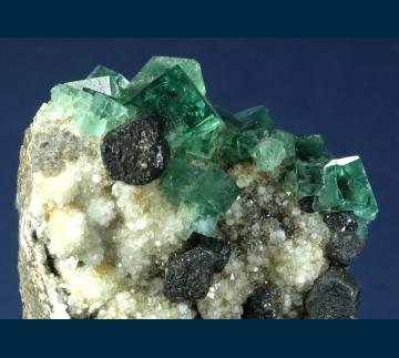 F098 Fluorite with Galena on Quartz from Rogerley Mine, Frosterley, Weardale, County Durham, England