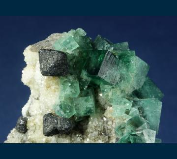 F098 Fluorite with Galena on Quartz from Rogerley Mine, Frosterley, Weardale, County Durham, England
