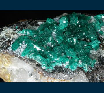RAY-02 Dioptase on Chrysocolla from Ray Mine, Ray District, near Kearney, Dripping Springs Mts., Pinal County, Arizona, USA