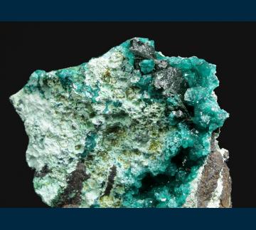 RAY-04 Dioptase with Malachite from Ray Mine, Ray District, near Kearney, Dripping Springs Mts., Pinal County, Arizona, USA