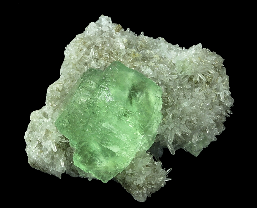 Fluorite on MM Quartz geode Natural Mineral Specimen # B 6139 – Superb  Minerals