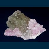 Quartz ( var. Rose ) on Quartz (var. Smoky)