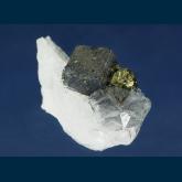 MMH-07 Fluorite (Jamesonite inclusions) with Chalcopyrite on Quartz from Yaogangxian Mine, Yizhang Co., Chenzhou Prefecture, Hunan, China
