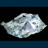 Benitoite with Neptunite and Joaquinite on Natrolite