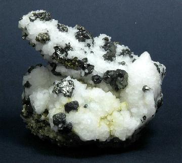 PE1496 Tennantite with Chalcopyrite on Quartz from Cobre Mine, El Cobre, Mun. de Concepción del Oro, Zacatecas, Mexico