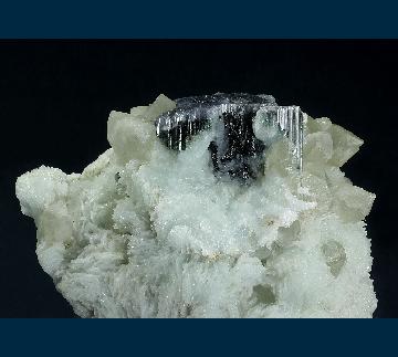 ST103 Albite ( v. Cleavlandite ) with Elbaite and Quartz from Stewart Mine, Pala District, San Diego County, California, USA ST103 Albite ( v. Cleavlandite ) with Elbaite and Quartz from Stewart Mine, Pala District, San Diego County, California, USA