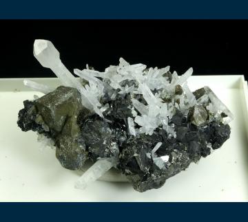 Q133 Quartz on Chalcopyrite and Sphalerite from Animon Mine, San Jose de Huayllay District, Cerro de  Pasco Province, Dept. de Pasco, Peru