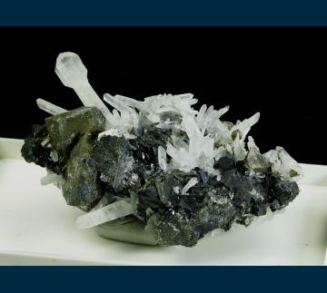 Q133 Quartz on Chalcopyrite and Sphalerite from Animon Mine, San Jose de Huayllay District, Cerro de  Pasco Province, Dept. de Pasco, Peru