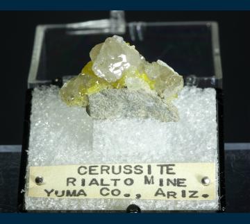 T-079 Cerussite with Wulfenite from Hull Mine (Rialto Mine), Castle Dome District, Yuma County, Arizona, USA T-079 Cerussite with Wulfenite from Hull Mine (Rialto Mine), Castle Dome District, Yuma County, Arizona, USA