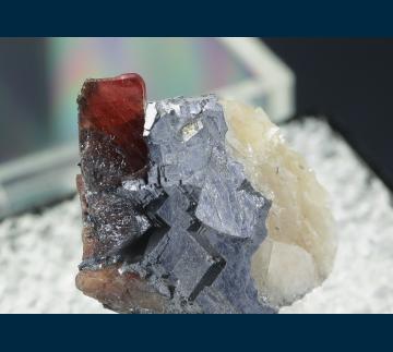 T-081 Rhodonite on Galena from Broken Hill, Yancowinna Co., New South Wales, Australia T-081 Rhodonite on Galena from Broken Hill, Yancowinna Co., New South Wales, Australia
