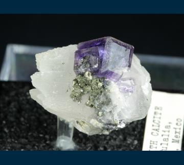 T-083 Flourite on Calcite (W. Perkin mount) from Santa Eulalia District, Mun. de Aquiles Serdán, Chihuahua, Mexico T-083 Flourite on Calcite (W. Perkin mount) from Santa Eulalia District, Mun. de Aquiles Serdán, Chihuahua, Mexico