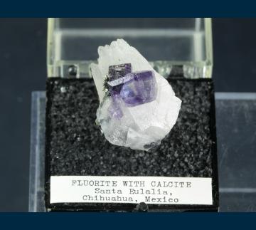 T-083 Flourite on Calcite (W. Perkin mount) from Santa Eulalia District, Mun. de Aquiles Serdán, Chihuahua, Mexico T-083 Flourite on Calcite (W. Perkin mount) from Santa Eulalia District, Mun. de Aquiles Serdán, Chihuahua, Mexico