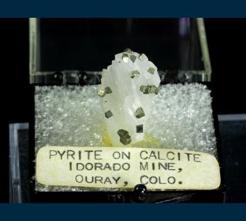 T-106 Pyrite on Calcite from Idarado Mine, Ouray District, Telluride, San Miguel County, Colorado, USA