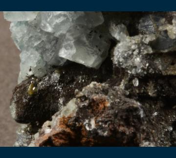 RG0652 Fluorite with Cerussite, Calcite and Wulfenite from Hull Mine, Castle Dome District, Yuma County, Arizona, USA RG0652 Fluorite with Cerussite, Calcite and Wulfenite from Hull Mine, Castle Dome District, Yuma County, Arizona, USA
