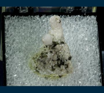 T-332 Dolomite and Chalcopyrite on Calcite from Picher Field, Tri-State District, Ottawa Co., Oklahoma, USA T-332 Dolomite and Chalcopyrite on Calcite from Picher Field, Tri-State District, Ottawa Co., Oklahoma, USA