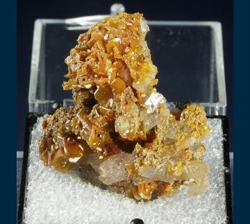 T-239 Wulfenite with Calcite from Erupcion/Ahumada Mine, Los Lamentos District, Sierra de Los Lamentos, Municipio de Ahumada, Chihuahua, Mexico T-239 Wulfenite with Calcite from Erupcion/Ahumada Mine, Los Lamentos District, Sierra de Los Lamentos, Municipio de Ahumada, Chihuahua, Mexico