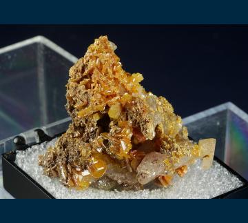T-239 Wulfenite with Calcite from Erupcion/Ahumada Mine, Los Lamentos District, Sierra de Los Lamentos, Municipio de Ahumada, Chihuahua, Mexico T-239 Wulfenite with Calcite from Erupcion/Ahumada Mine, Los Lamentos District, Sierra de Los Lamentos, Municipio de Ahumada, Chihuahua, Mexico