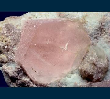 WQ01 Beryl (var. Morganite) on Albite (var. Cleavlandite) Illustrated from White Queen Mine, Hiriart Mtn., Pala, Pala District, San Diego Co., California, USA