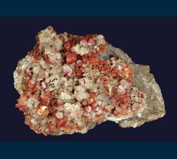 MMH-06 Vanadinite and Calcite from Old Yuma Mine, Amole District, Jaynes, Tucson Mts., Pima County, Arizona, USA MMH-06 Vanadinite and Calcite from Old Yuma Mine, Amole District, Jaynes, Tucson Mts., Pima County, Arizona, USA