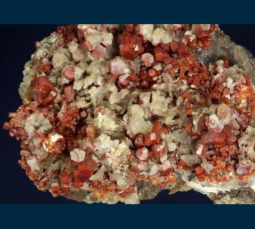 MMH-06 Vanadinite and Calcite from Old Yuma Mine, Amole District, Jaynes, Tucson Mts., Pima County, Arizona, USA MMH-06 Vanadinite and Calcite from Old Yuma Mine, Amole District, Jaynes, Tucson Mts., Pima County, Arizona, USA