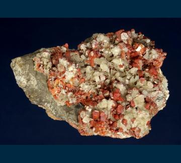 MMH-06 Vanadinite and Calcite from Old Yuma Mine, Amole District, Jaynes, Tucson Mts., Pima County, Arizona, USA MMH-06 Vanadinite and Calcite from Old Yuma Mine, Amole District, Jaynes, Tucson Mts., Pima County, Arizona, USA