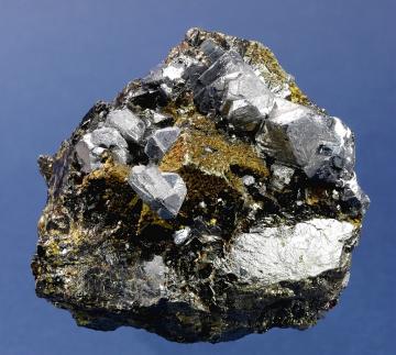 RG0562 Galena with Chalcopyrite on Sphalerite from Huanzala Mine, Huallanca District, Dos de Mayo Province, Departmente de Huanuco, Peru RG0562 Galena with Chalcopyrite on Sphalerite from Huanzala Mine, Huallanca District, Dos de Mayo Province, Departmente de Huanuco, Peru
