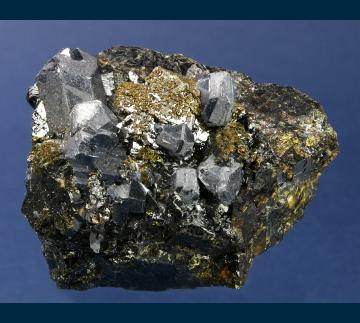 RG0562 Galena with Chalcopyrite on Sphalerite from Huanzala Mine, Huallanca District, Dos de Mayo Province, Departmente de Huanuco, Peru RG0562 Galena with Chalcopyrite on Sphalerite from Huanzala Mine, Huallanca District, Dos de Mayo Province, Departmente de Huanuco, Peru