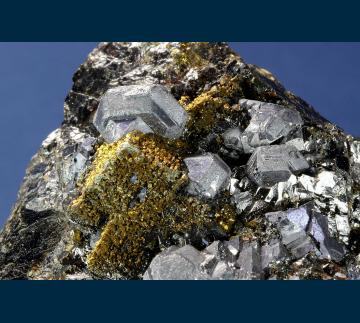 RG0562 Galena with Chalcopyrite on Sphalerite from Huanzala Mine, Huallanca District, Dos de Mayo Province, Departmente de Huanuco, Peru RG0562 Galena with Chalcopyrite on Sphalerite from Huanzala Mine, Huallanca District, Dos de Mayo Province, Departmente de Huanuco, Peru